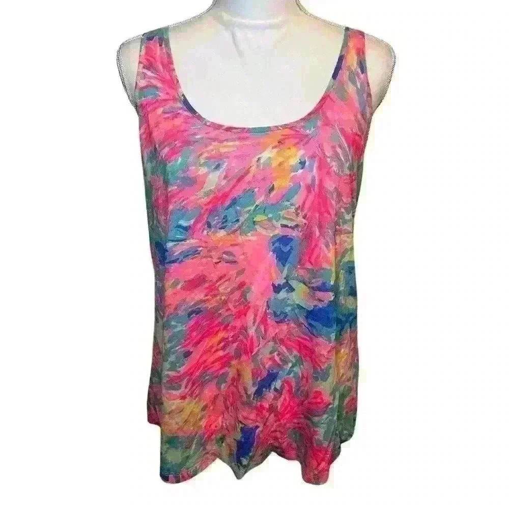 Women’s Lilly Pulitzer Pink Patterned Tank Top - 100% Pima Cotton - Size Medium